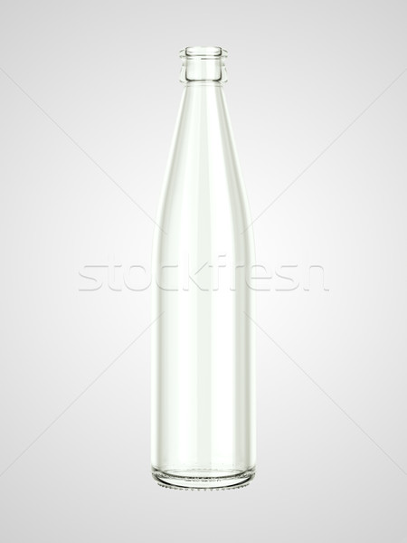 Stock photo: Empty bottle for water or beer isolated over grey 