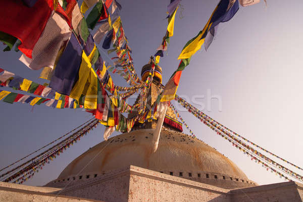 Colorful Prayer flags and Boudhanath stupa in Kathmandu Stock photo © Arsgera