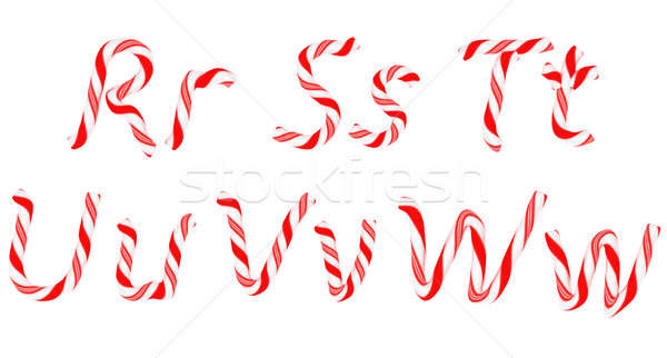 Candy cane font R - W letters isolated Stock photo © Arsgera