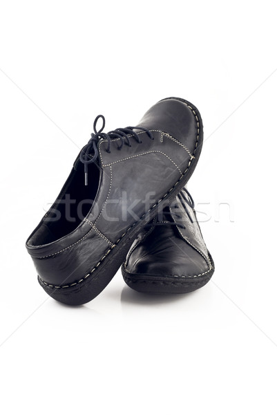 Pair of black leather shoes for women over white  Stock photo © Arsgera