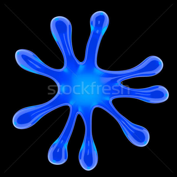 Albastru fluid stropire negru izolat abstract Imagine de stoc © Arsgera