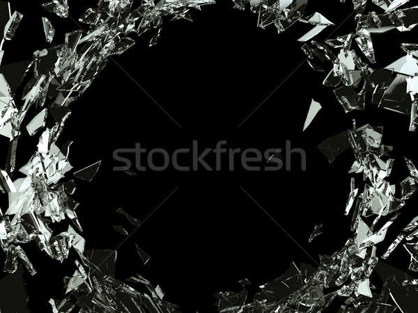 毀壞 玻璃 孔 中間 黑色 抽象 商業照片 © Arsgera
