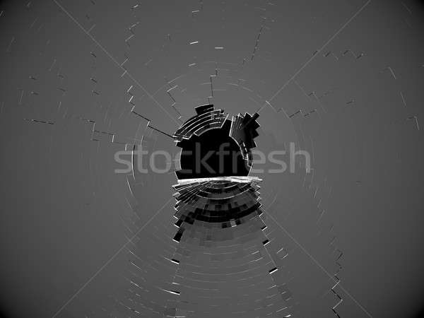 Vidro quebrado grande buraco centro buraco de bala preto Foto stock © Arsgera