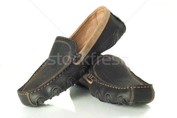 Pary czarny nowoczesne buty grupy stóp Zdjęcia stock © Arsgera