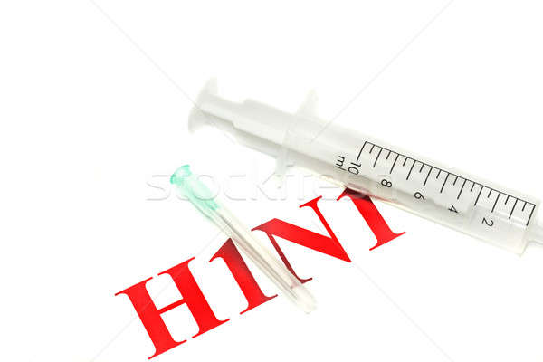 Sertés influenza h1n1 figyelmeztetés injekciós tű fehér Stock fotó © Arsgera