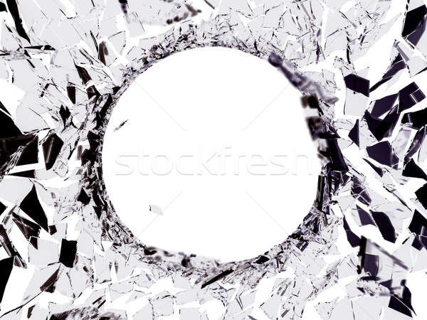 Golyónyom darabok törött üveg fehér absztrakt terv Stock fotó © Arsgera