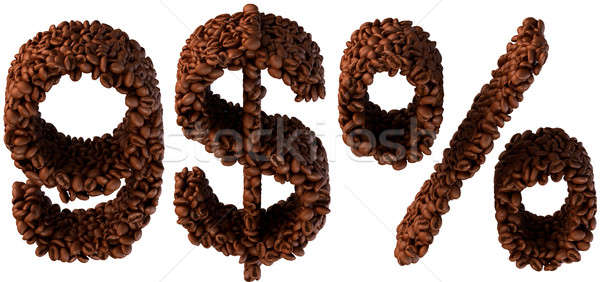 Roasted Coffee font 9, dollar currency and percent Stock photo © Arsgera