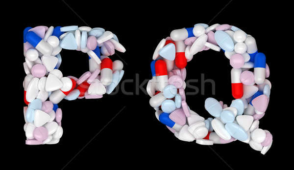 Foto stock: Farmacia · fuente · pastillas · cartas · negro · signo