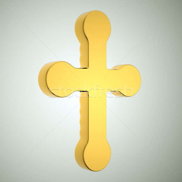 Jewelery and religion: golden cross. Custom made and rendered Stock photo © Arsgera