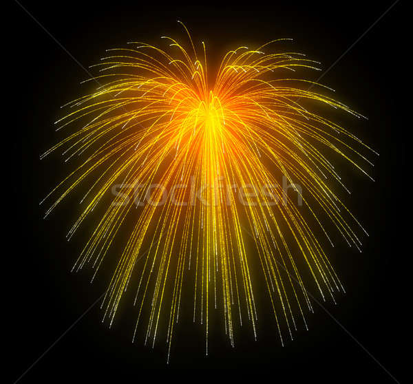 Oranje vuurwerk nacht zwarte hemel gelukkig Stockfoto © Arsgera