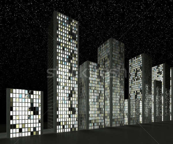 City at night: Abstract skyscrapers  Stock photo © Arsgera
