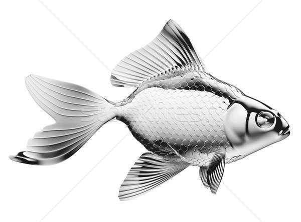 Silver fish with fins and scales isolated Stock photo © Arsgera
