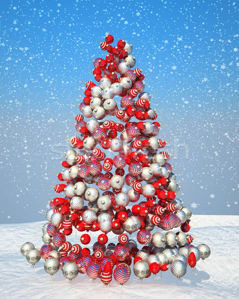 Firtree shape assembled with Xmas decoration Stock photo © Arsgera