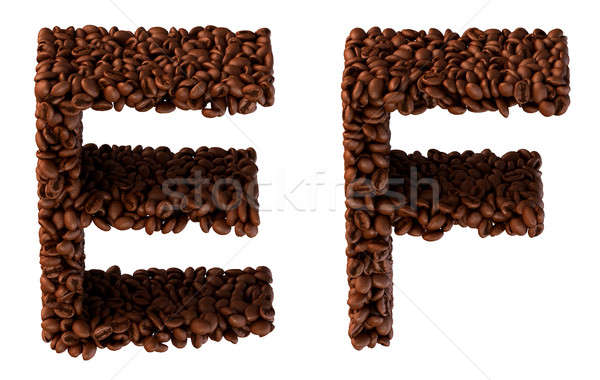 Roasted Coffee font E and F letters Stock photo © Arsgera