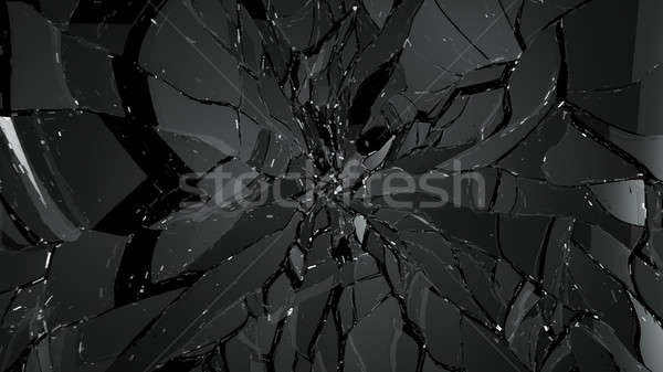 Destructed and Shattered glass on black Stock photo © Arsgera