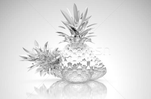 Chromed ananases with reflection Stock photo © Arsgera