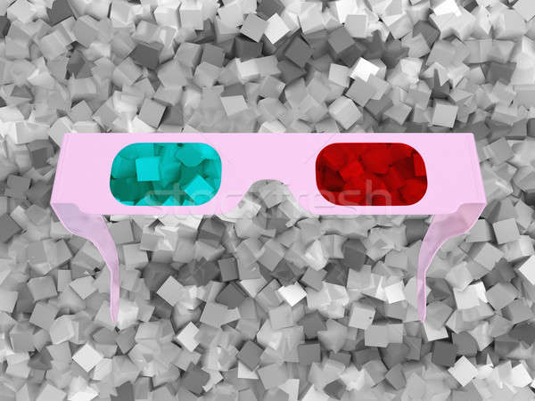 3D glasses and grey cubes Stock photo © Arsgera