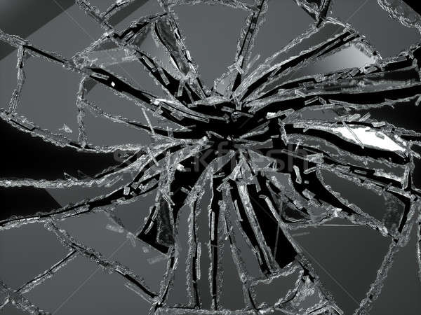 Beschädigt Glas Stücke isoliert schwarz abstrakten Stock foto © Arsgera