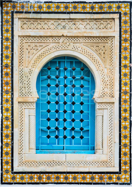 Traditional window with pattern and tiles from Sidi Bou Said Stock photo © Arsgera