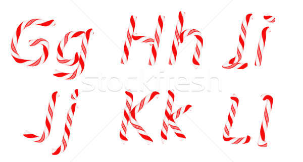 Candy cane font G - L letters isolated Stock photo © Arsgera
