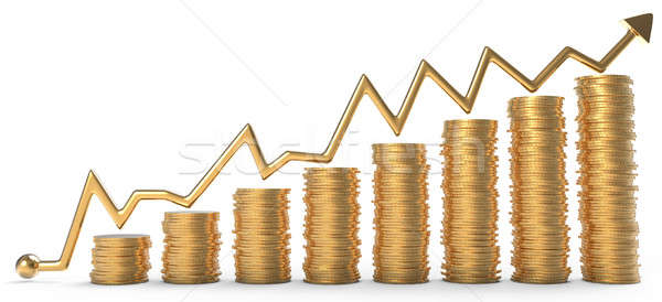 Stockfoto: Succes · grafiek · gouden · munten · business · bank