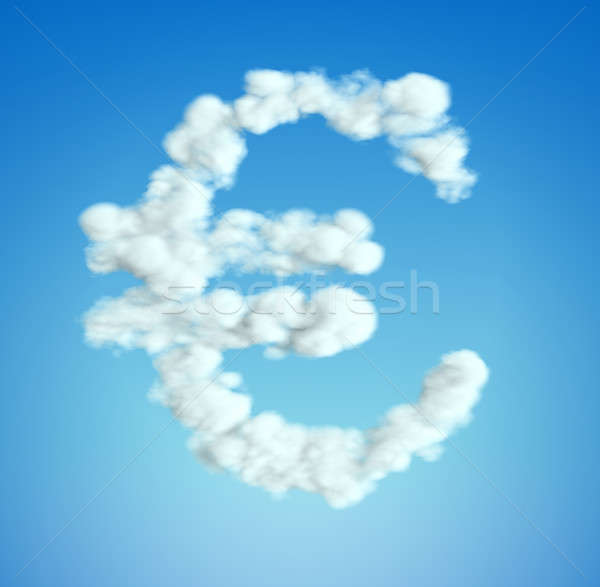 Nube euros moneda símbolo forma cielo azul Foto stock © Arsgera