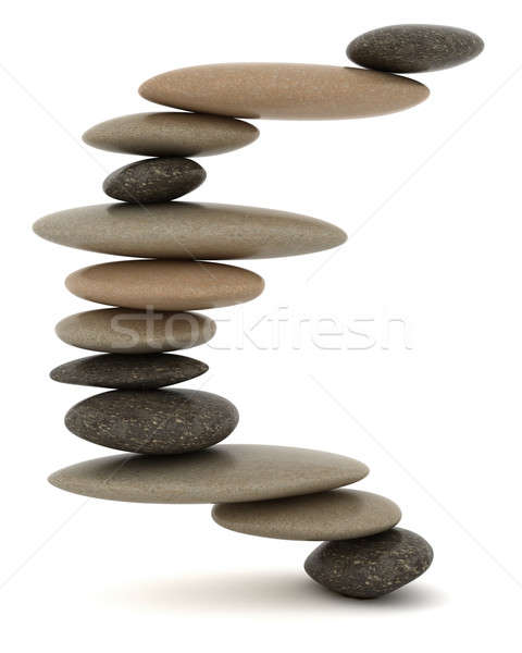 Equilibrado pedra torre branco estabilidade zen Foto stock © Arsgera