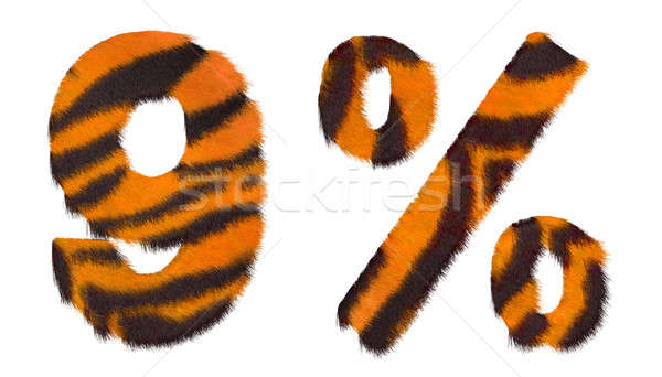 Tiger fell 9 and percent mark isolated Stock photo © Arsgera