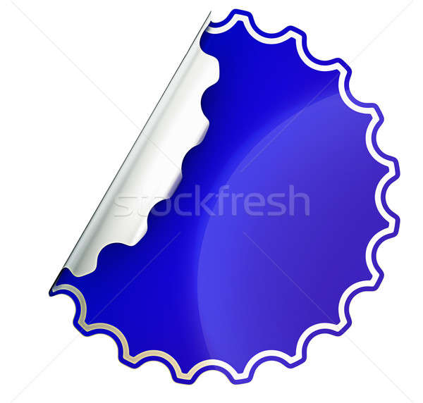 Blue round jagged sticker or label over white Stock photo © Arsgera