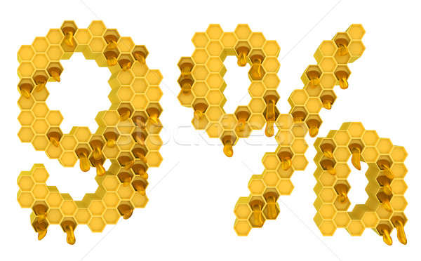 Honey font 9 numeral and percent mark isolated Stock photo © Arsgera