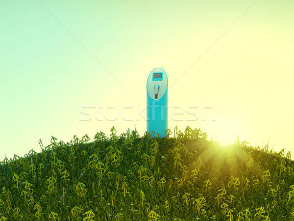 Charging station on meadow with USD shaped grass Stock photo © Arsgera
