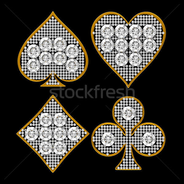 Diamond shaped Card Suits with golden framing Stock photo © Arsgera
