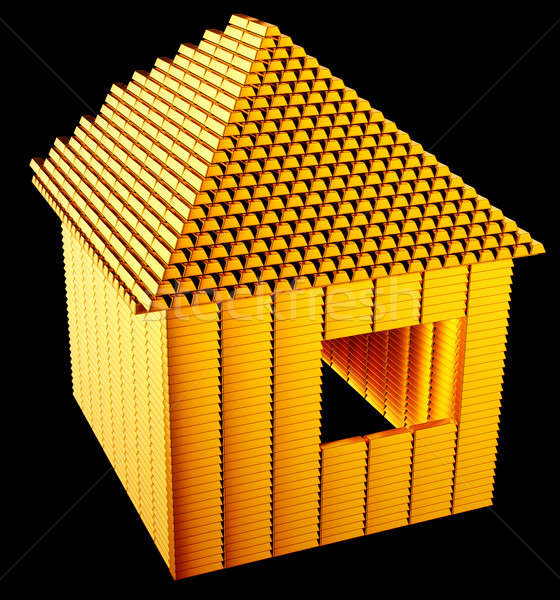 Expensive realty:: gold bars house shape  Stock photo © Arsgera