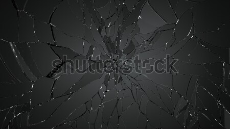 Shattered and destructed glass on black Stock photo © Arsgera