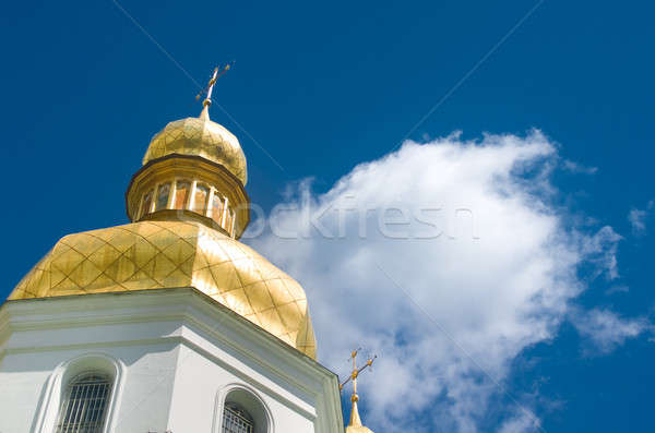 Arany kupola ortodox templom kék ég felhők Stock fotó © Arsgera