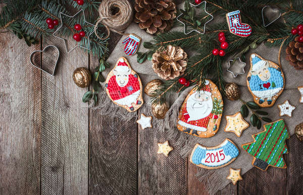 Christmas decoration and cookies in rustic style Stock photo © Arsgera