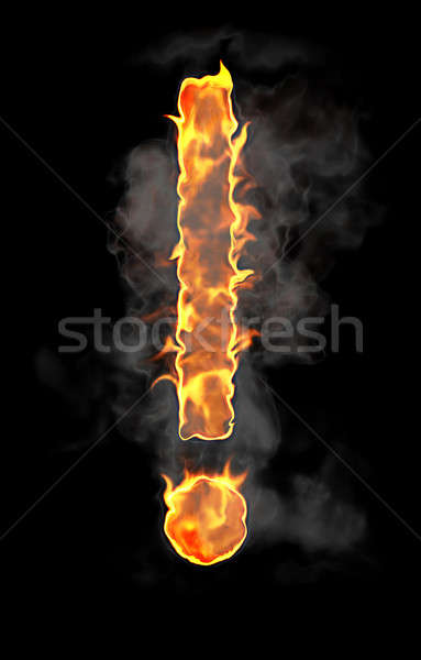 Brucia fiamma carattere wow punto nero Foto d'archivio © Arsgera