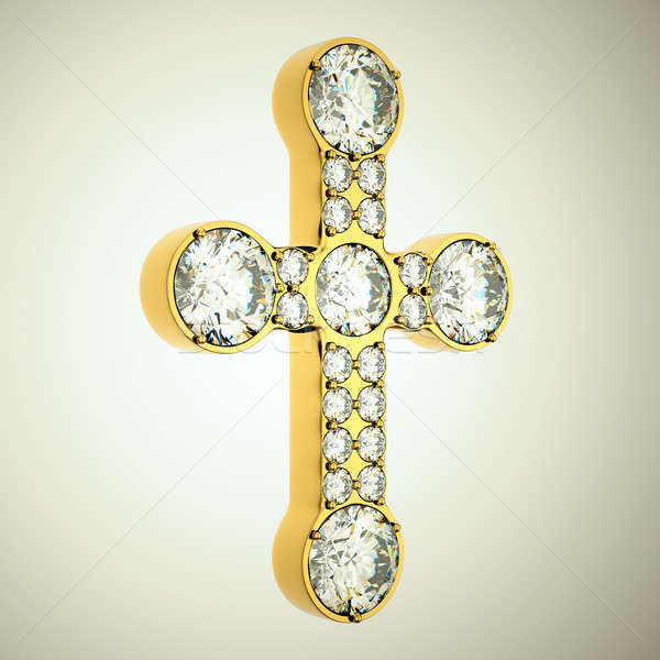 Joyería dorado cruz diamantes Pascua Foto stock © Arsgera