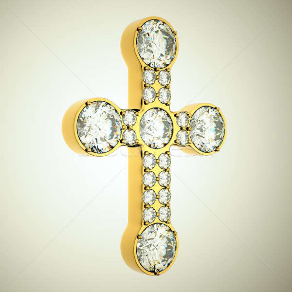 Jewelery: golden cross with diamonds Stock photo © Arsgera