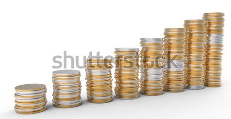 Financial Progress: golden and silver coins stacks Stock photo © Arsgera