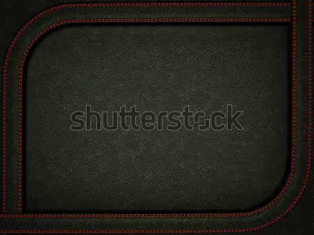 Black leather background with stitched red rounded frame Stock photo © Arsgera