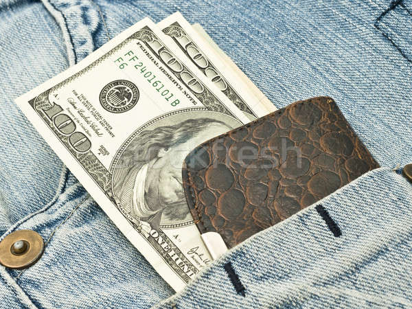 Brieftasche Dollar Tasche alten Jeans Business Stock foto © Arsgera