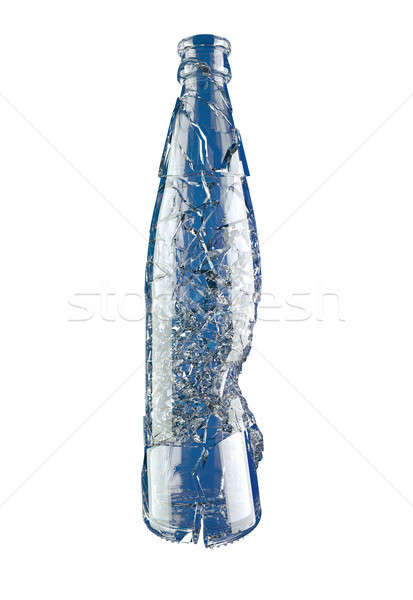 Shattered empty blue glass bottle isolated Stock photo © Arsgera