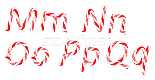 Candy cane font M - Q letters isolated Stock photo © Arsgera