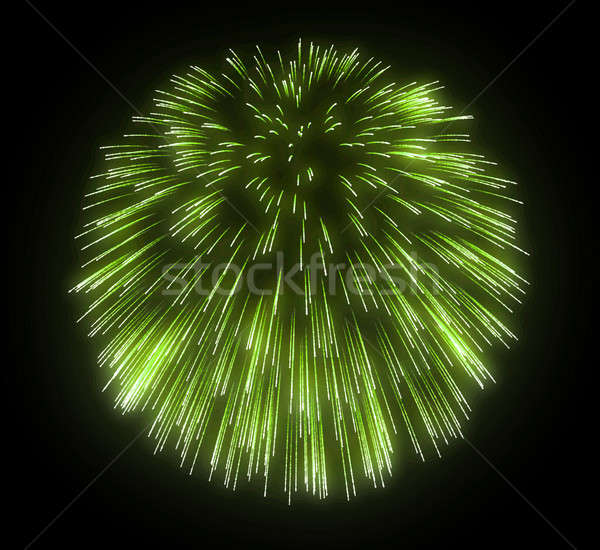 [[stock_photo]]: Vert · feux · d'artifice · noir · ciel · heureux