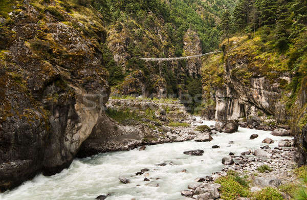 Pendant bridge on the way from Lukla to Namche Bazar in Himalaya Stock photo © Arsgera