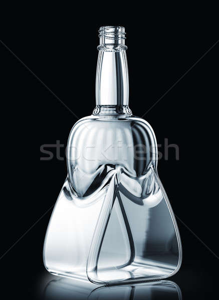 Foto stock: Vazio · garrafa · rum · preto · reflexão · beber