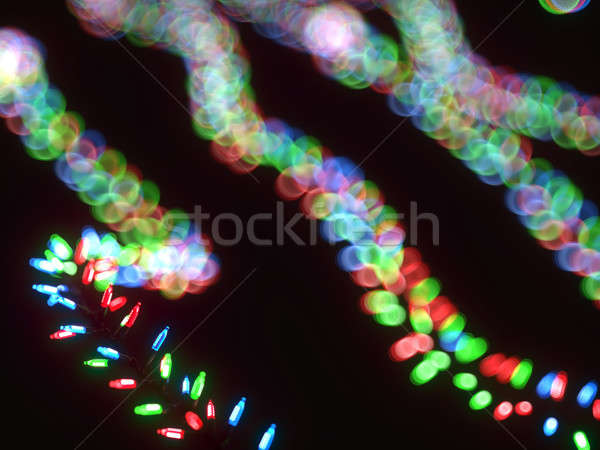 Festive garland led lights red green blue on black Stock photo © Arsgera