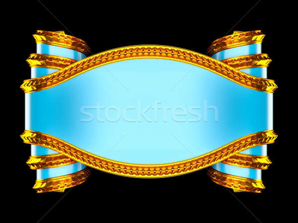 Massive blue label with golden edging and curles Stock photo © Arsgera