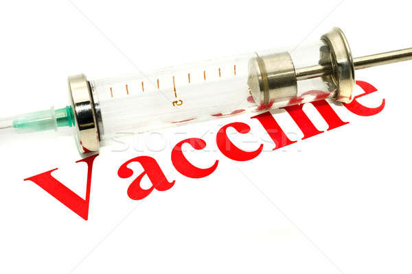 Swine FLU H1N1 vaccination - syringe and red alert Stock photo © Arsgera